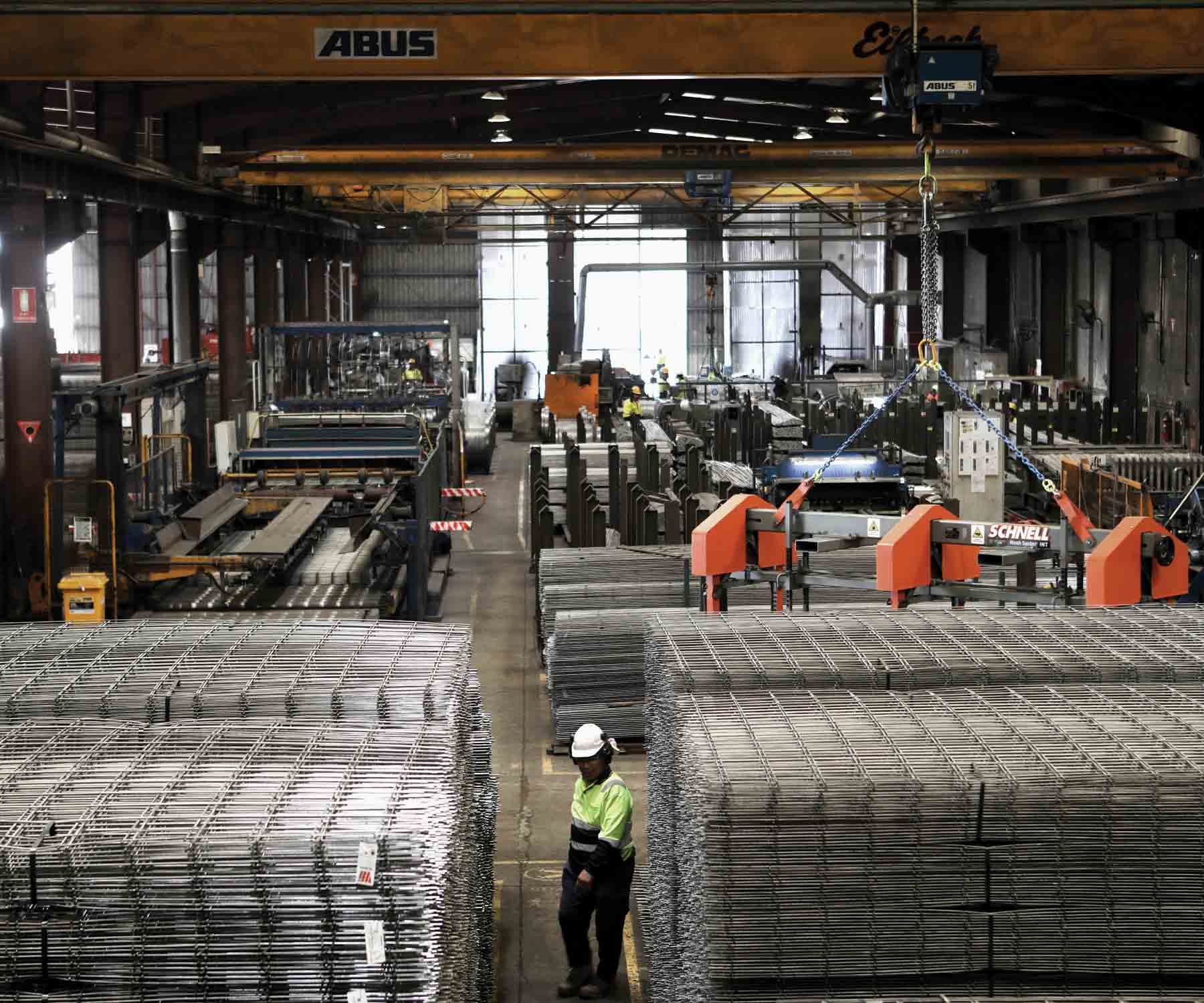 Wire Industries warehouse with reinforcing bar and reinforcing mesh stock
