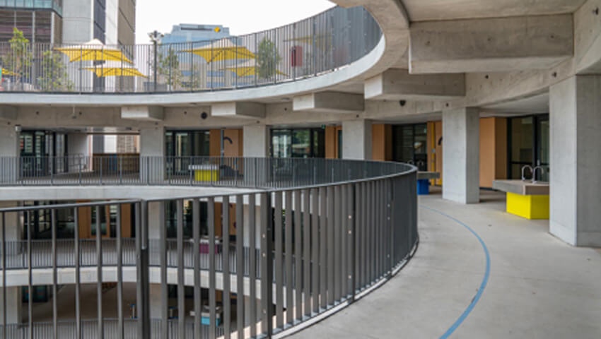 Aerial of Arthur Phillip High School balcony